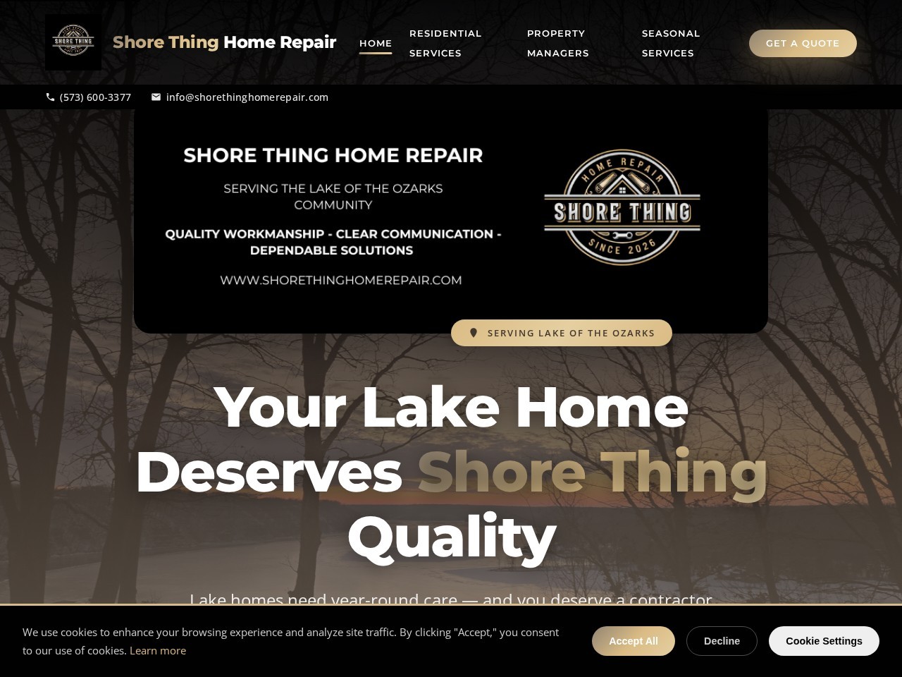 Shore Thing Home Repair website homepage
